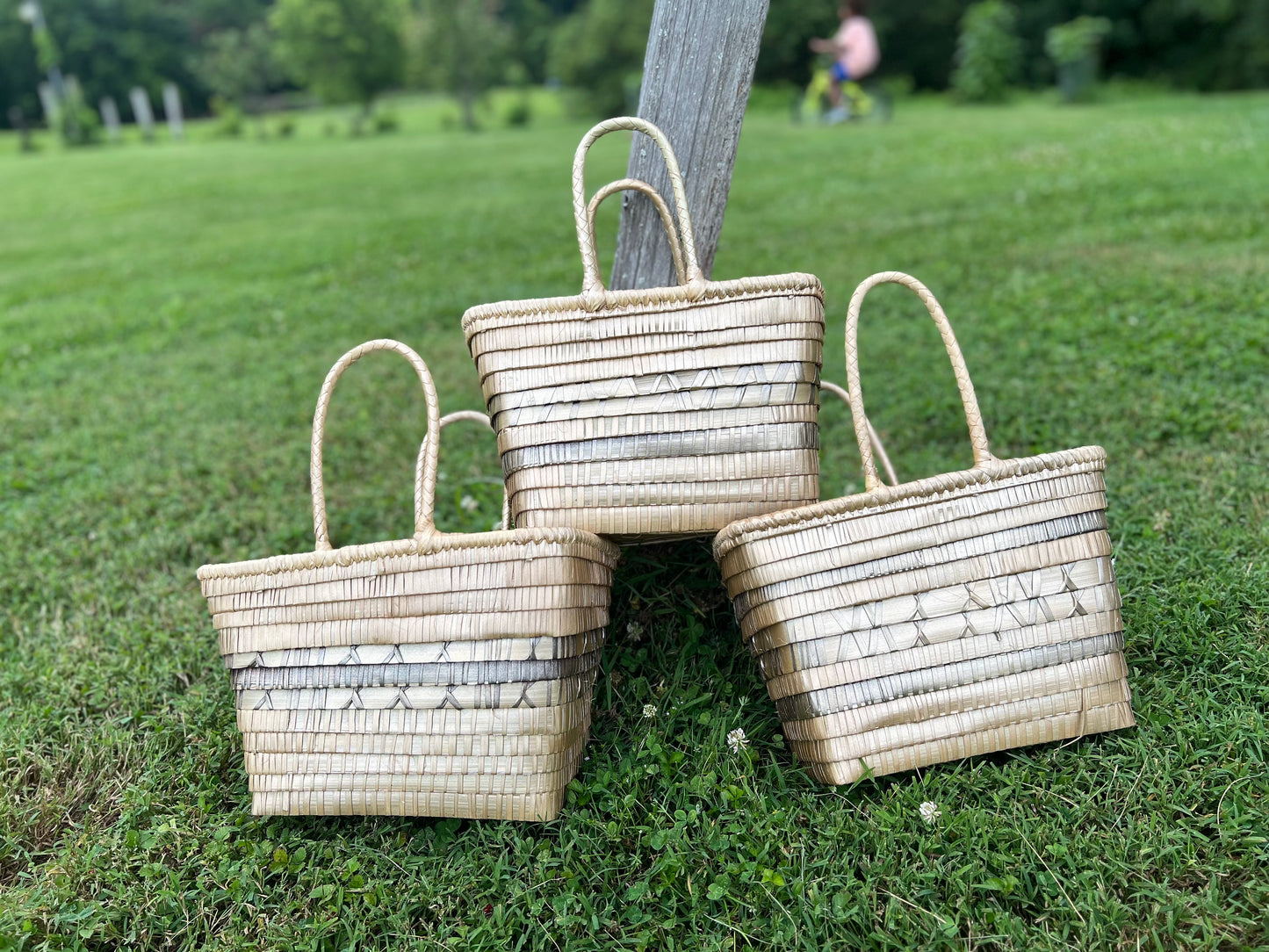 Palm Tote Basket-champagne gold