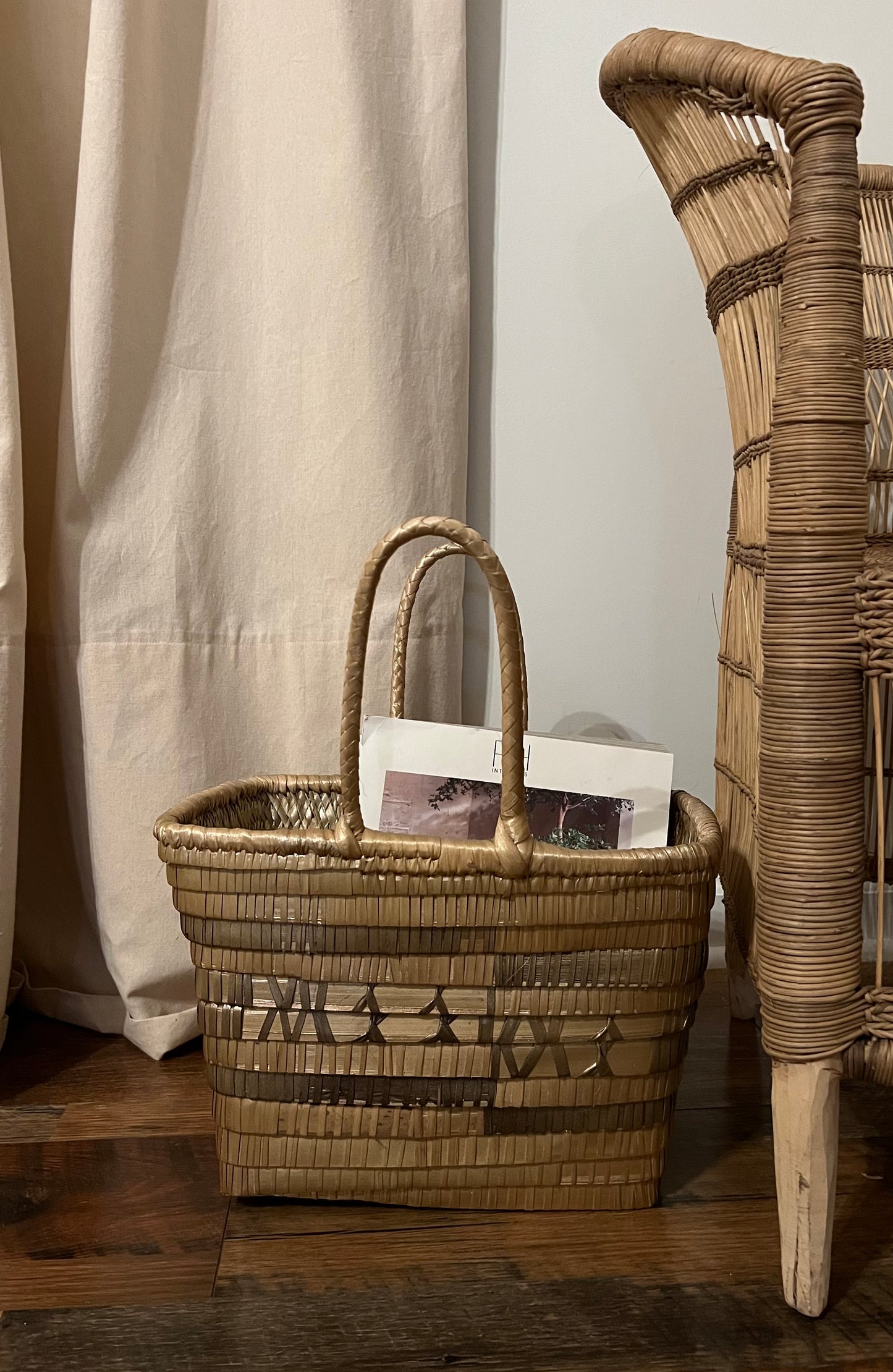 Palm Tote Basket-champagne gold